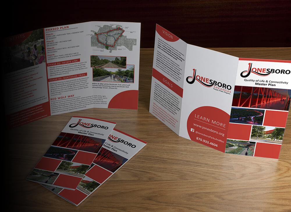 brochure design for the city of Jonesboro master plan 
