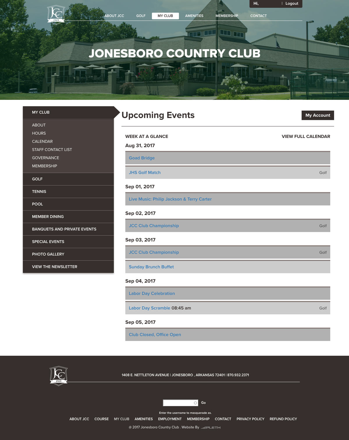 Jonesboro Country Club Logged In