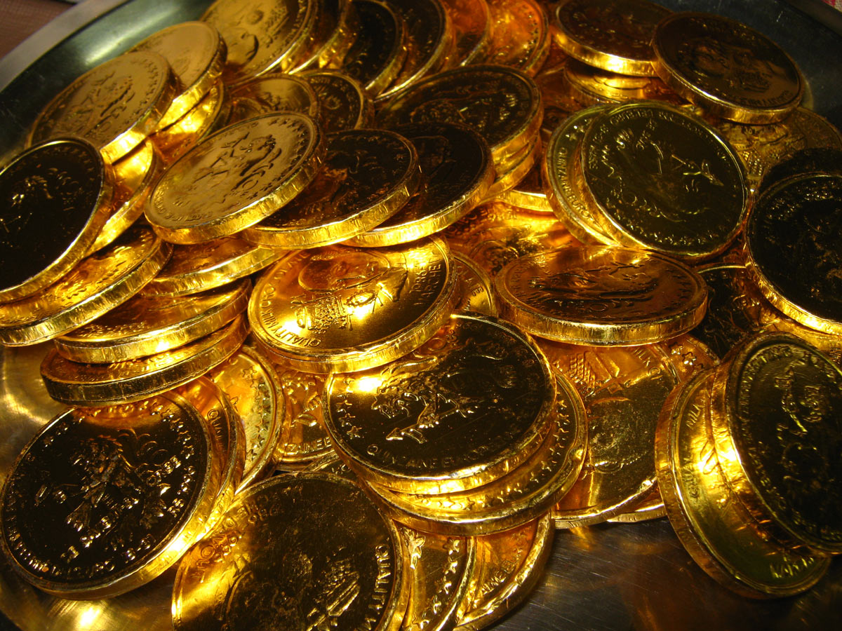 gold foil wrapped chocolate coins; your content should be just as good