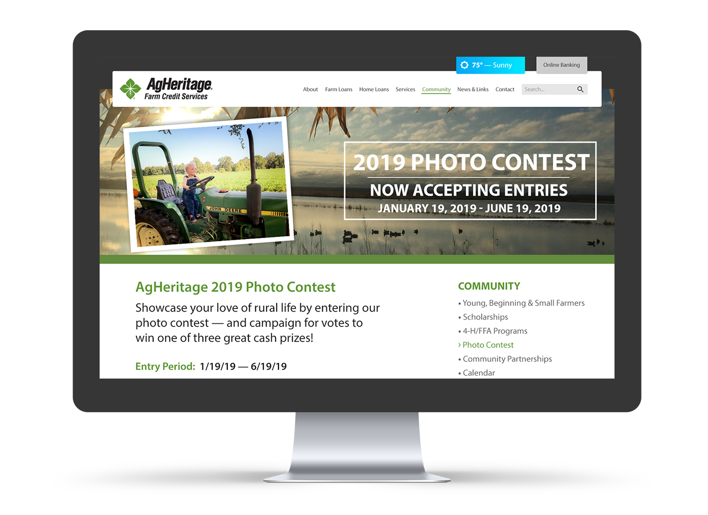 Photo contest webpage mockup