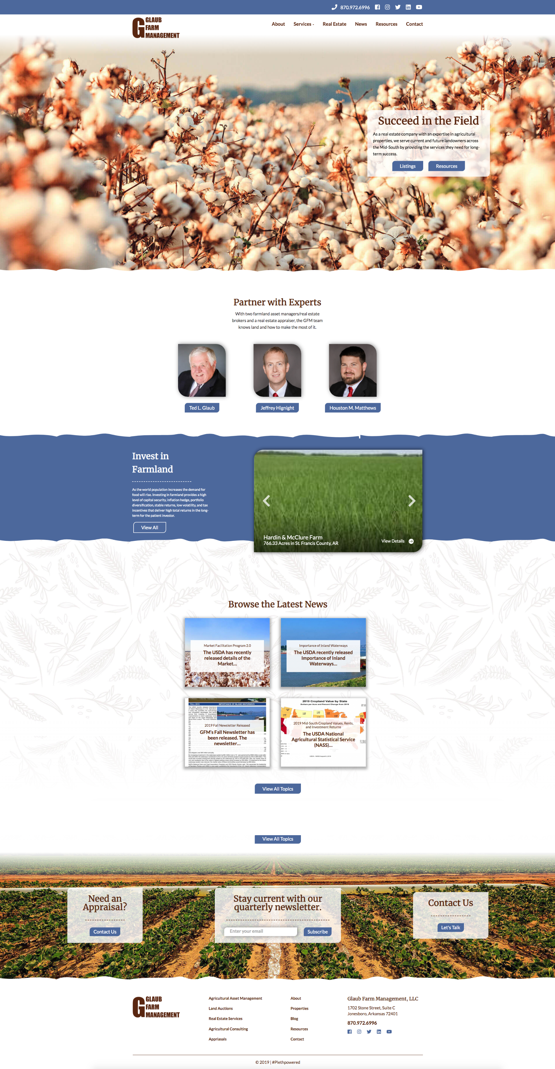 Glaub Farm Management full homepage layout