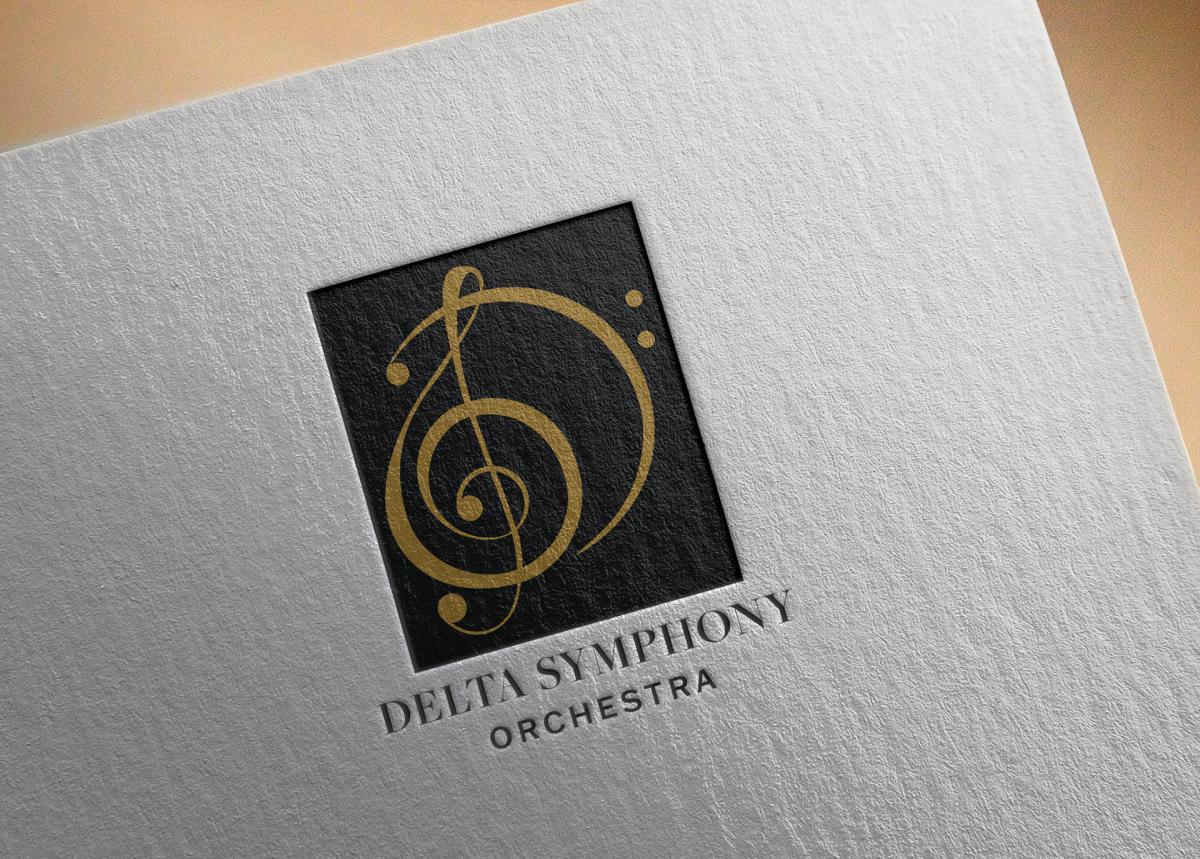 mockup of delta symphony orchestra logo on textured paper
