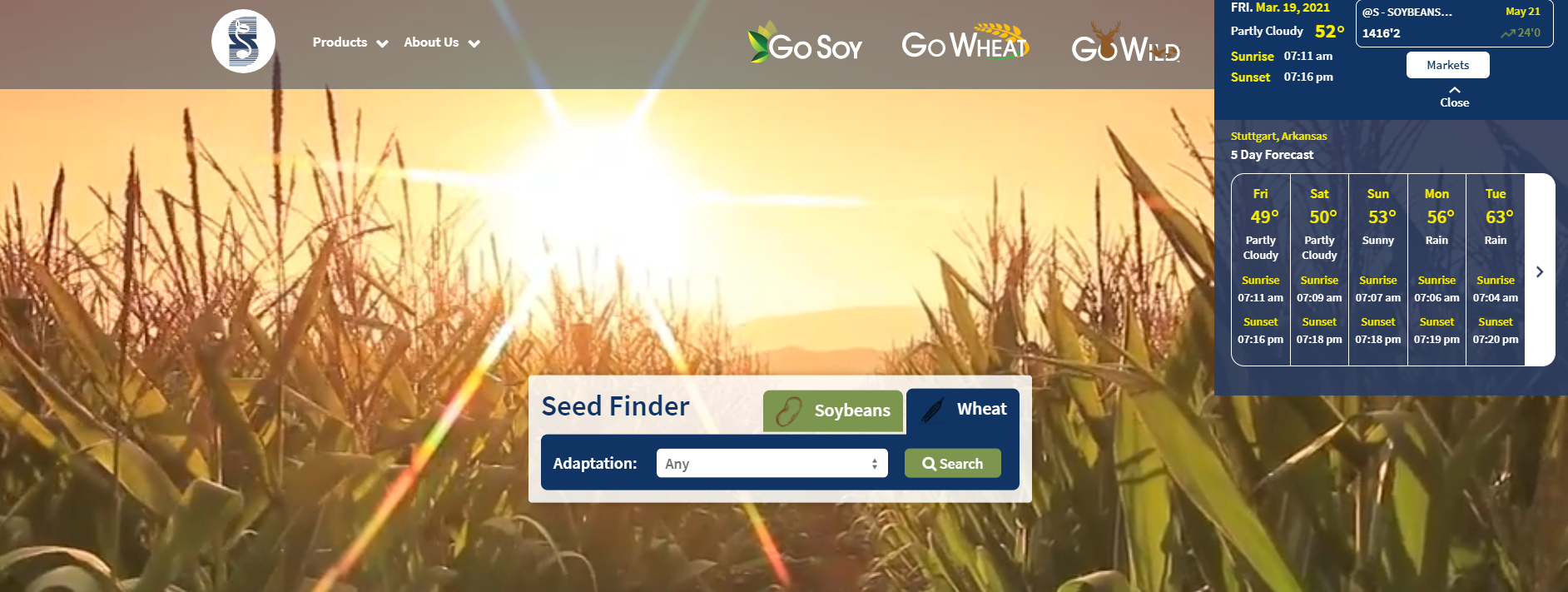 Seed finder and DTN module on Stratton Seed website