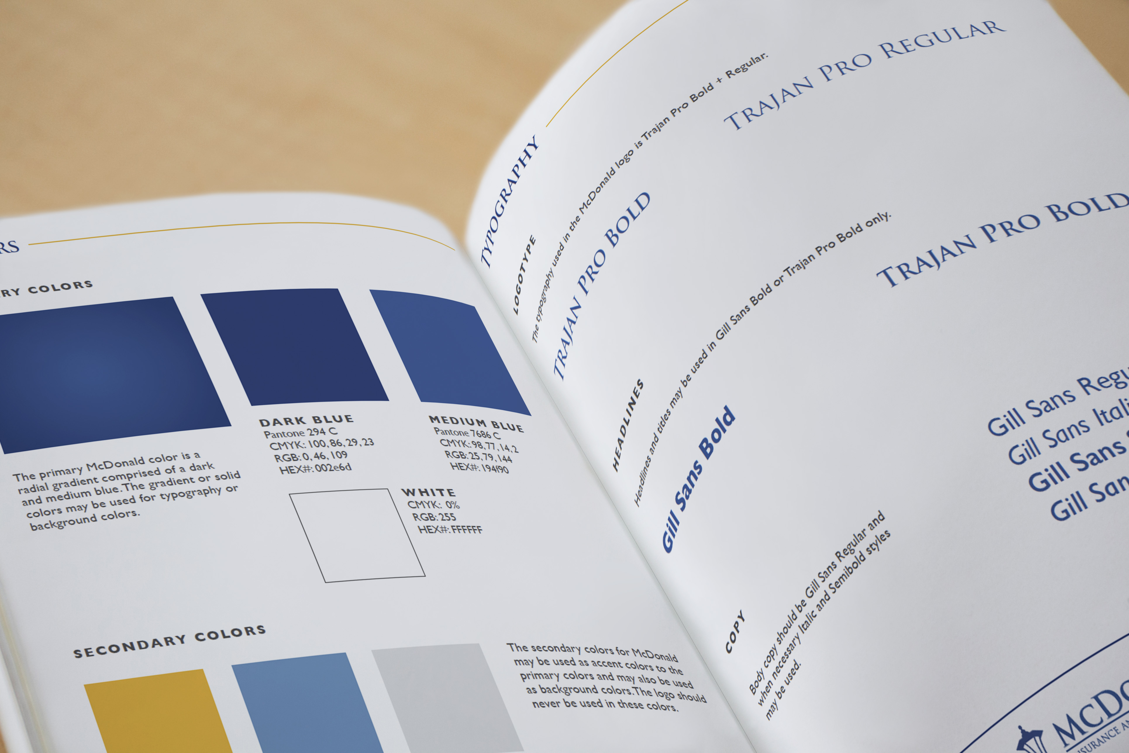 Close up of color and typography guidelines